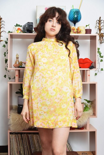 Vintage 1960s yellow floral - 1960s,