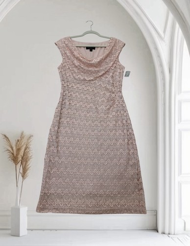 Womens lace draped neck midi - draped,